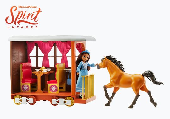 Spirit Untamed Lucky's Train Home Playset with Doll and Horse