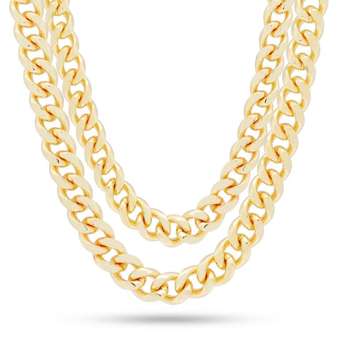 Image of 10mm 14K Gold Stainless Steel Miami Cuban Choker Set