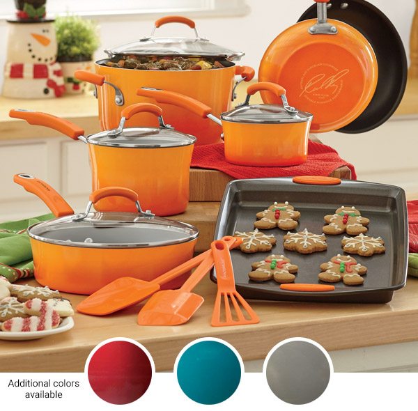 14-pc. Orange Handled Hard Anodized Cookware Set