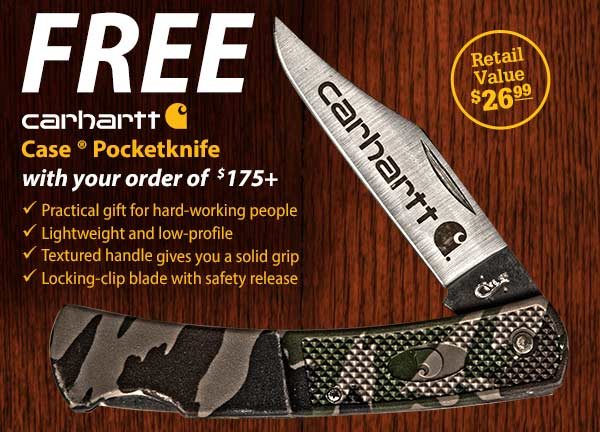 FREE Carhartt Case Pocketknife with your order of $175+