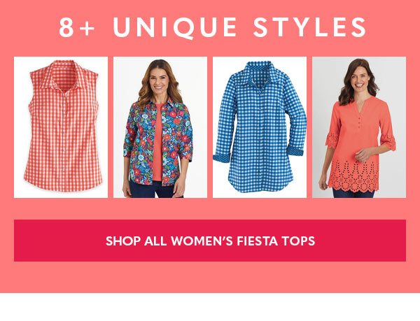 8+ unique styles - Shop all Women's Fiesta Tops