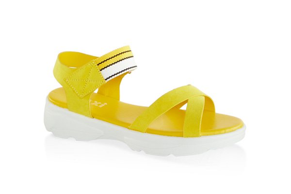 Striped Velcro Strap Sporty Sandals