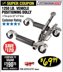 1250 lbs. Capacity Vehicle Positioning Wheel Dolly