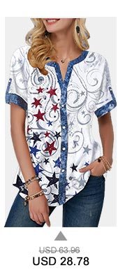 Button Up Split Neck Star Print Blouse