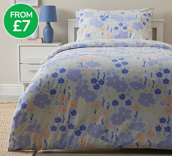 Floral Meadow Anti Bacterial Reversible Duvet Cover and Pillowcase Set