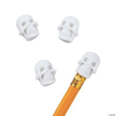 Bulk Mini Skull Pencil Topper Erasers - 144 pcs.