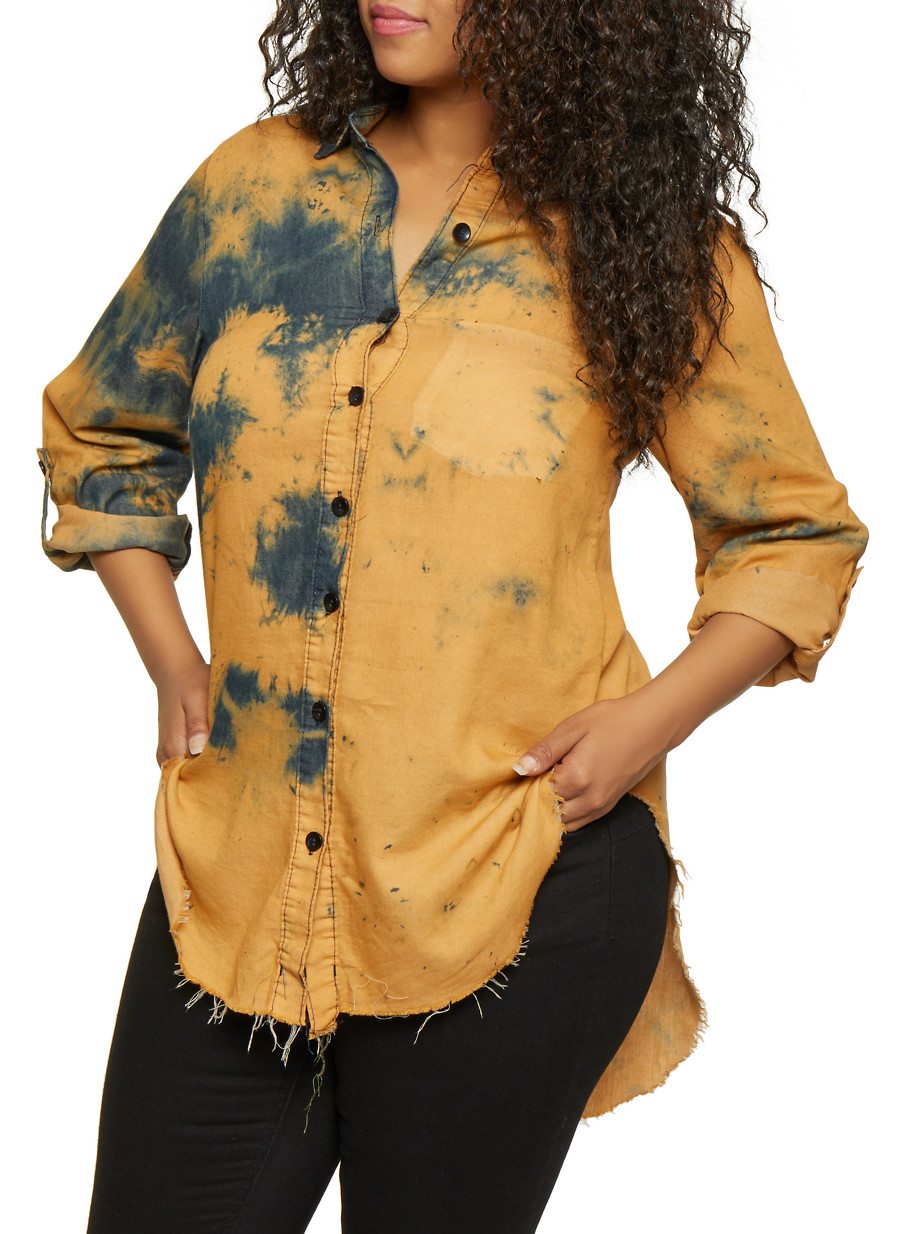 Plus Size Tie Dye High Low Shirt