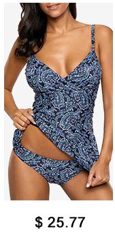 Paisley Print Spaghetti Strap Tankini Set