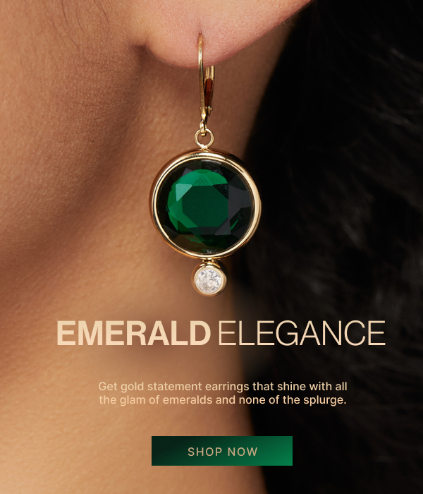 Emerald Elegance | Get gold statement earrings that shine with all the glam of emeralds and none of the splurge. | Shop Now