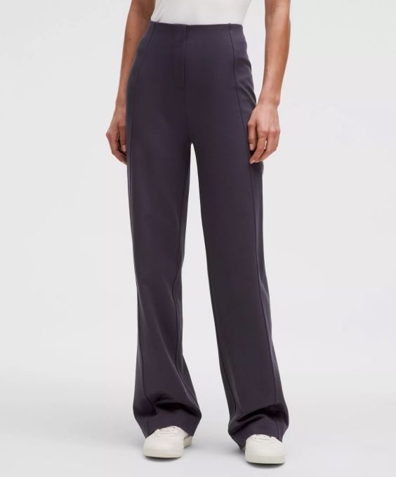 Stretch Knit Straight-Leg Pull-On Pant