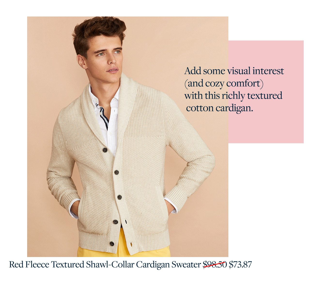 Add some visual interest (and cozy comfort) with this richly textured cotton cardigan.