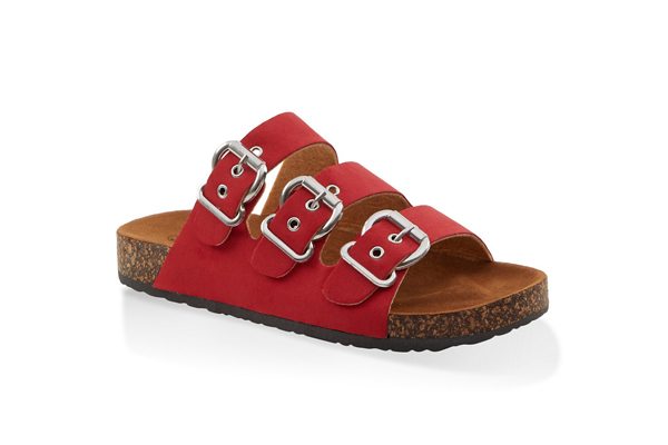 Triple Buckle Footbed Sandals