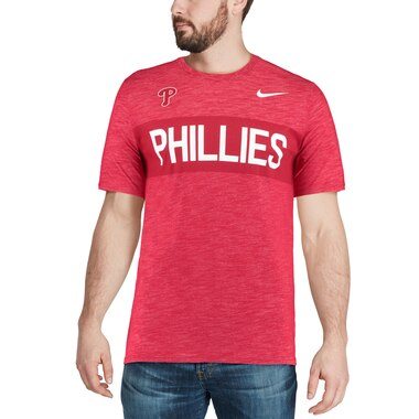 Nike Philadelphia Phillies Red Slub Stripe Performance T-Shirt