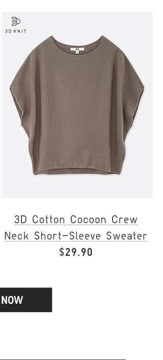 3D COTTON COCOON CREW NECK SHORT-SLEEVE SWEATER $29.90