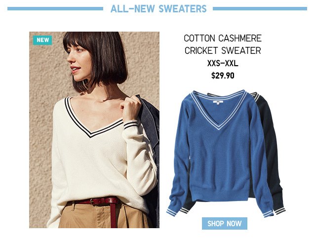 COTTON CASHMERE CRICKET SWEATER - SHOP NOW