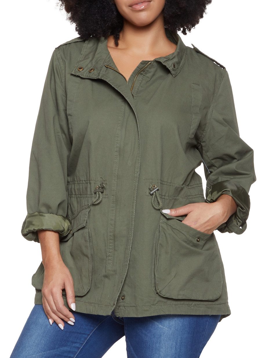 Plus Size Twill Anorak Jacket