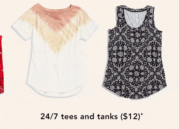 24/7 tees and tanks ($12*)