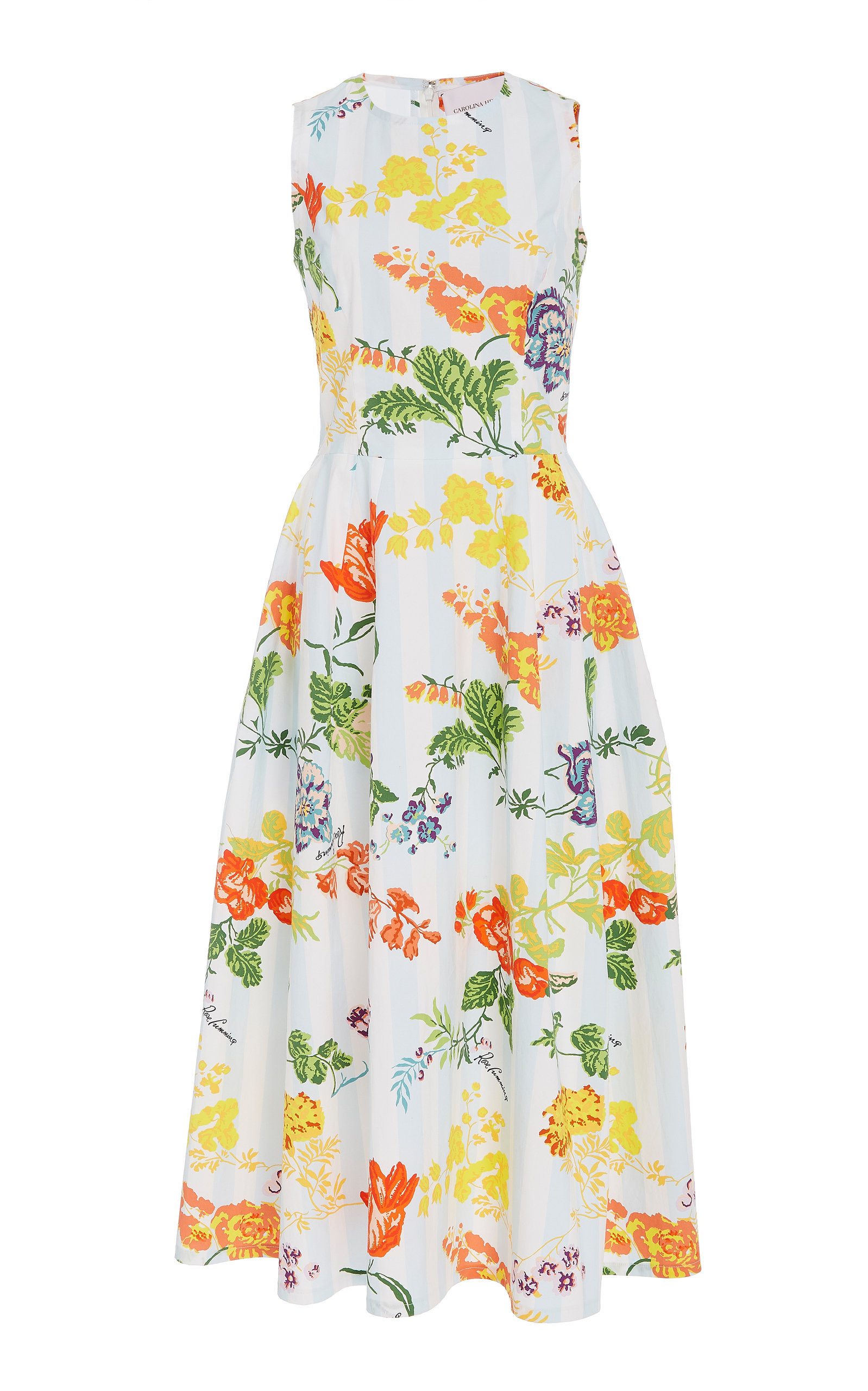 Bloom Floral Stripe Cotton Sleeveless A Line Dress, $1,490