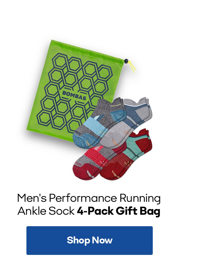 Men's Performance Running Ankle Sock 4-Pack Gift Bag Shop Now