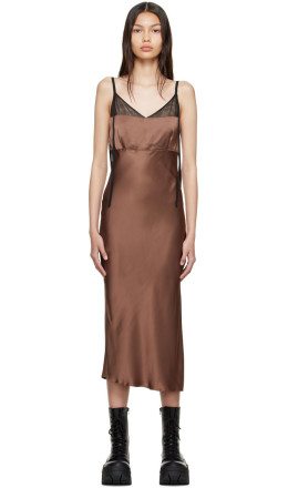 Helmut Lang - Brown Viscose Midi Dress