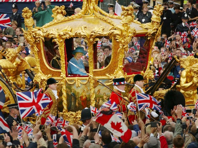 Queen Elizabeth celebrating her Golden Jubilee on June 4, 2002 in London.