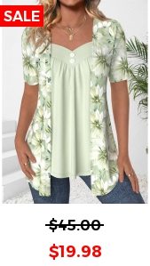 Light Green Fake 2in1 Floral Print T Shirt