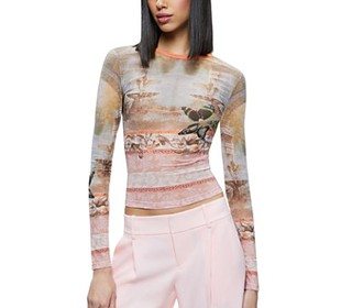 Alice and Olivia Delania Printed Mesh Top