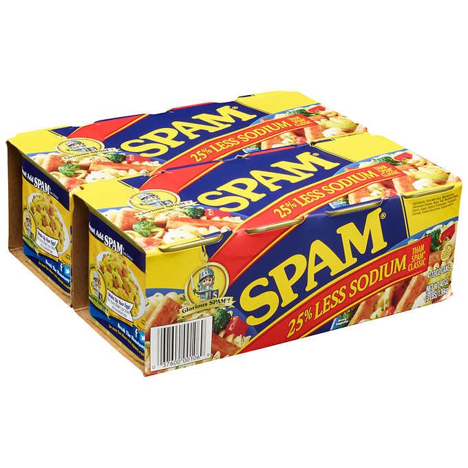 Hormel Spam 25% Less Sodium, 8-Count, 12 Ounces Each