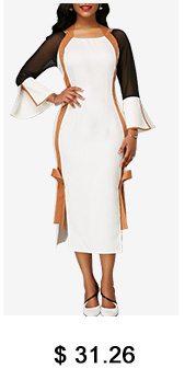 Flare Sleeve Side Slit Tie Back Dress