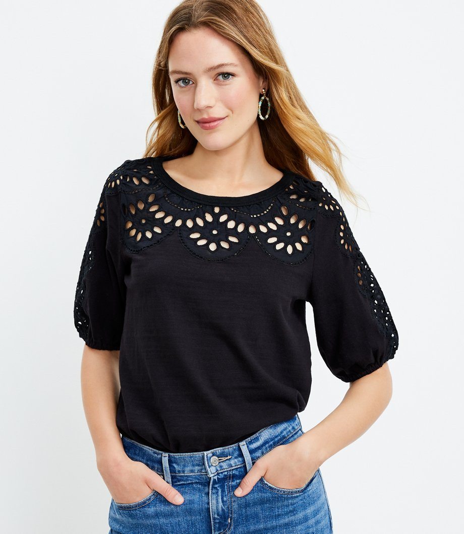 Eyelet Sweatshirt Top