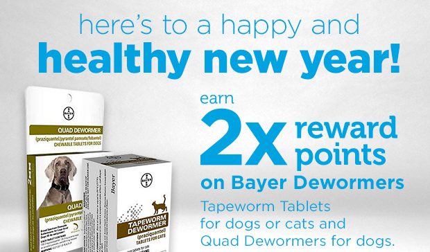Earn 2 times Reward points on Bayer Dewormers. Offer valid through 3/3/18. Click here for full details.