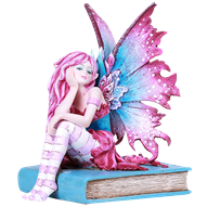 Pink and Blue Book Fairy Statue