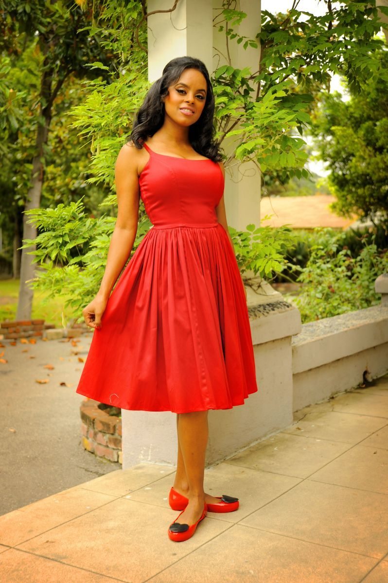 Jenny Dress in Solid Red