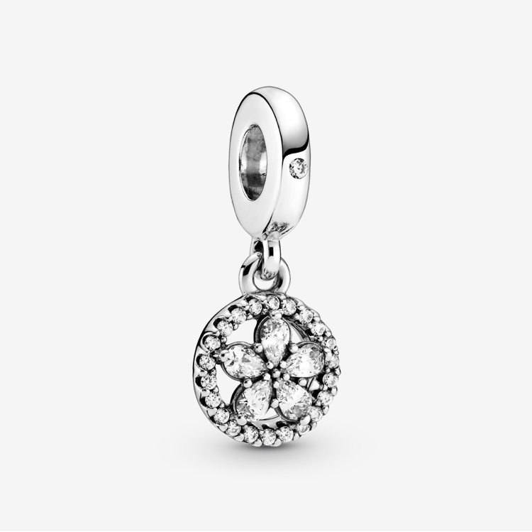 Sparkling Snowflake Circle Dangle Charm