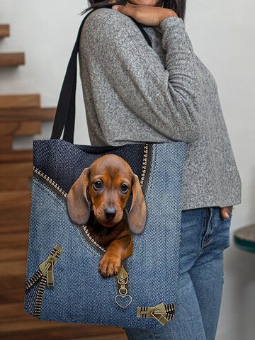 Dog Pattern Printing Large Capacity Shoulder Bag Handbag Tote