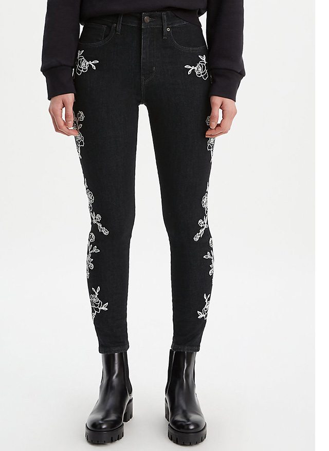 721 HIGH RISE EMBROIDERED ANKLE SKINNY JEANS