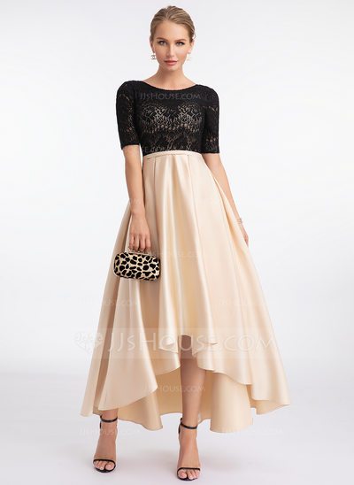 A-Line Scoop Neck Asymmetrical Satin Evening Dress (01719866...