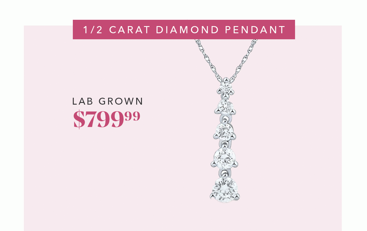 1/2 Carat Lab Grown Diamond Pendant: $799.99 | 1/2 Carat Natural Diamond Pendant: $1499