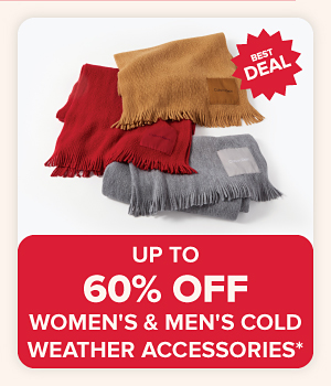 Up to 60% off women's & men's cold weather accessories*