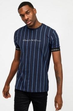 Clifton Pinstripe T-Shirt - Navy