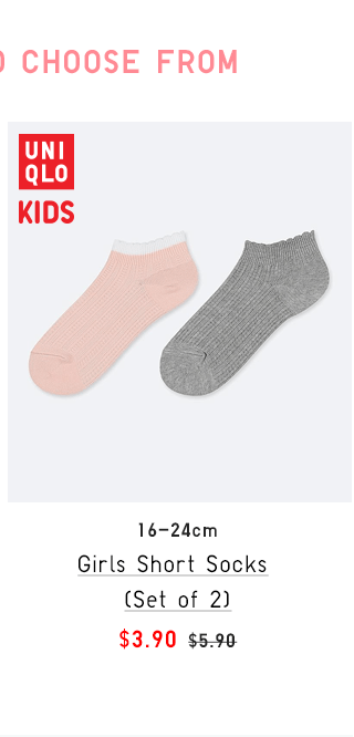 GIRLS SHORT SOCKS (SET OF 2) $3.90