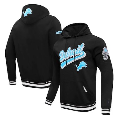 Men's Pro Standard Black Detroit Lions Script Tail Fleece Pullover Hoodie