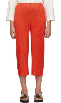Pleats Please Issey Miyake - SSENSE Exclusive Red Pleated Wide-Leg Trousers