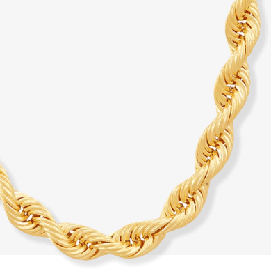 Solid Silk Rope Chain 4.5mm 10K Yellow Gold 22''