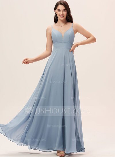 A-Line V-neck Floor-Length Chiffon Bridesmaid Dress (0072336...