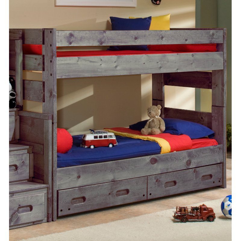 Fort Driftwood Twin-over-Twin Bunk Bed with Storage