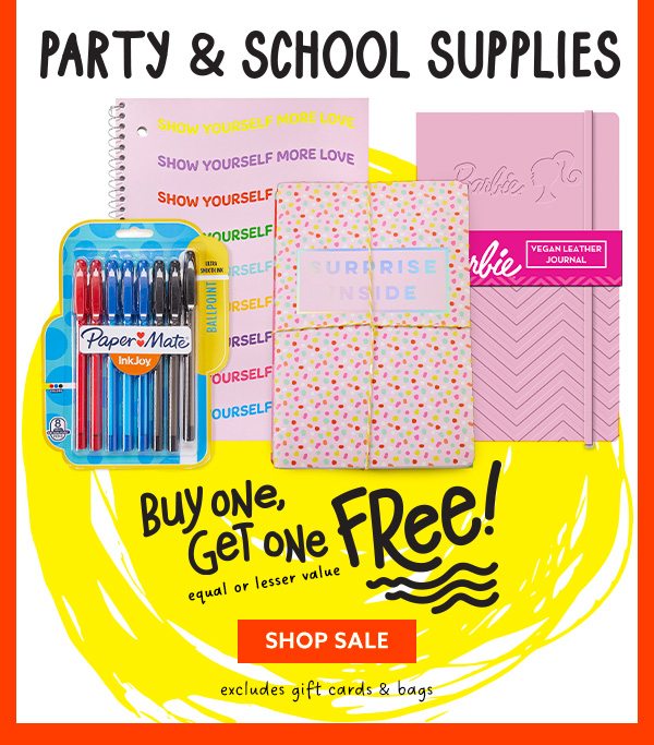 Party & School Supplies Buy One, Get One Free