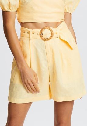 Circle Belt Linen Shorts