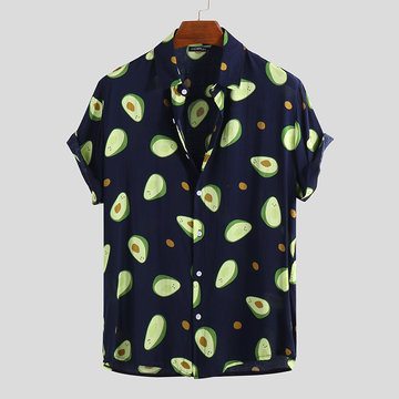 Avocado Fruits Printing Thin Loose Shirt