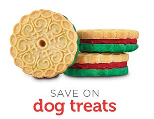 SAVE ON dog treats. 
